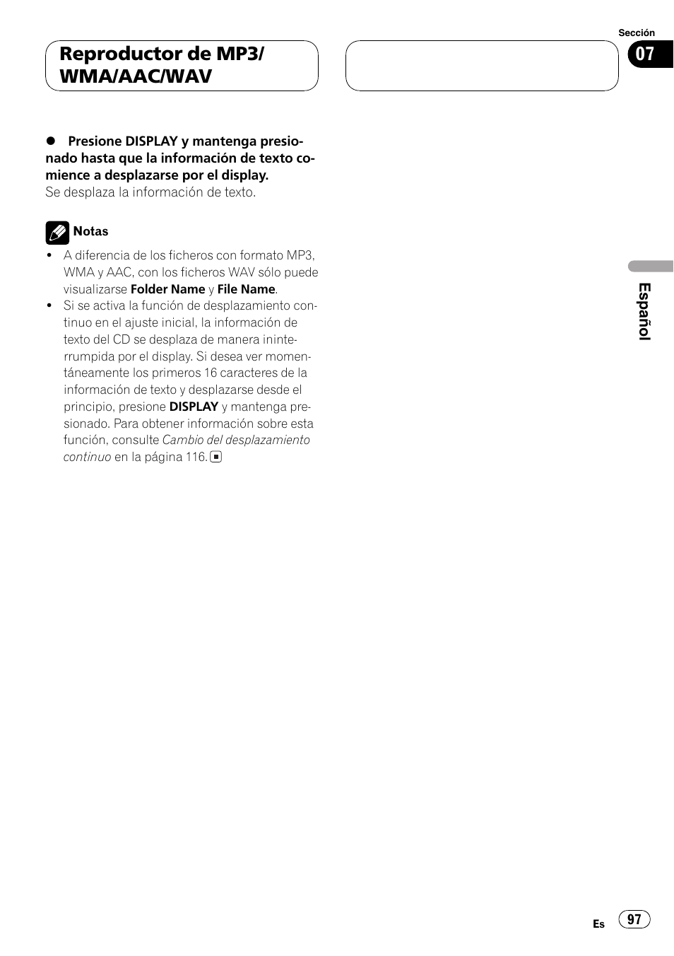 Reproductor de mp3/ wma/aac/wav | Pioneer DEH-P7700MP User Manual | Page 97 / 133