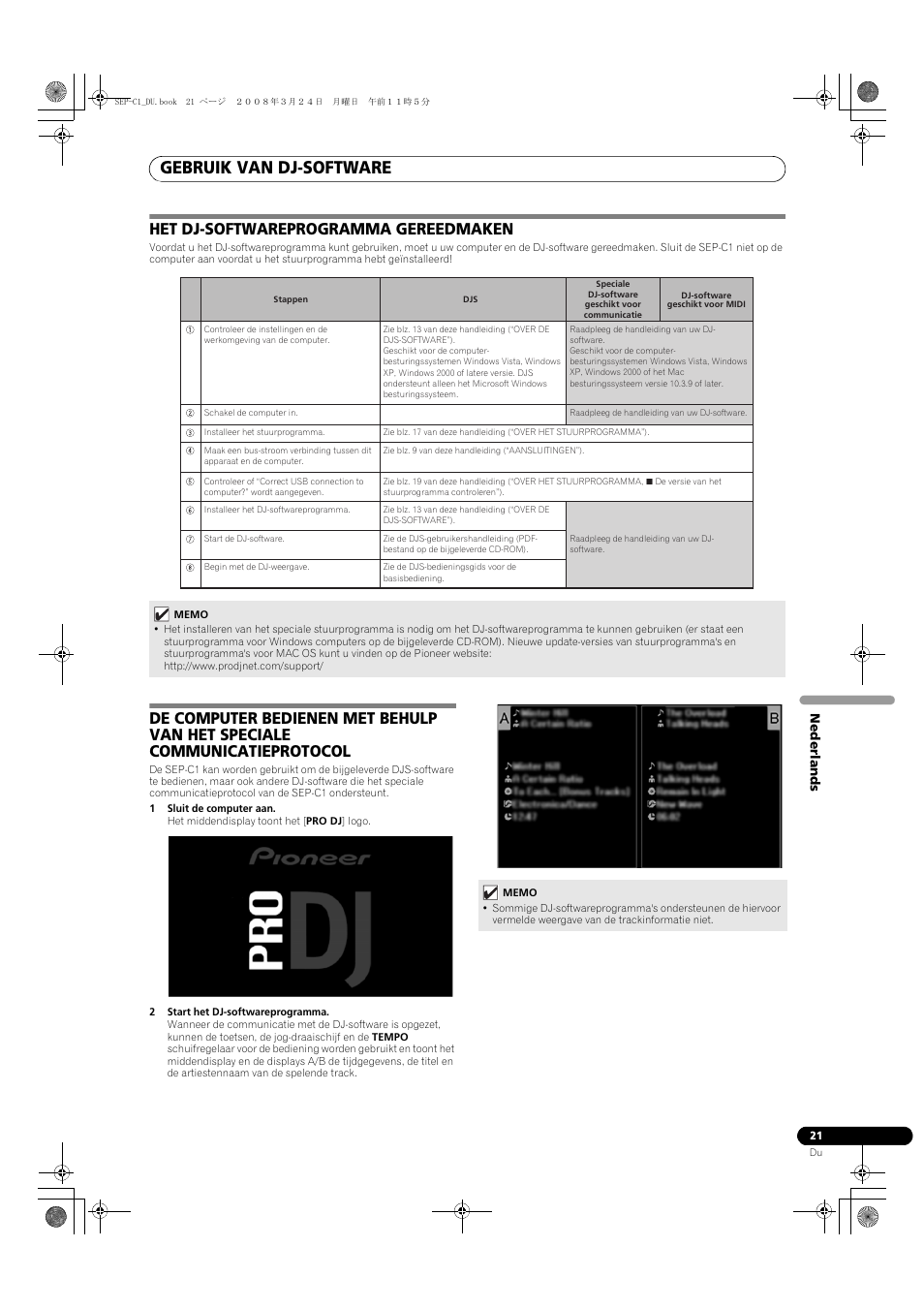 Gebruik van dj-software, Het dj-softwareprogramma gereedmaken | Pioneer SEP-C1 User Manual | Page 125 / 241