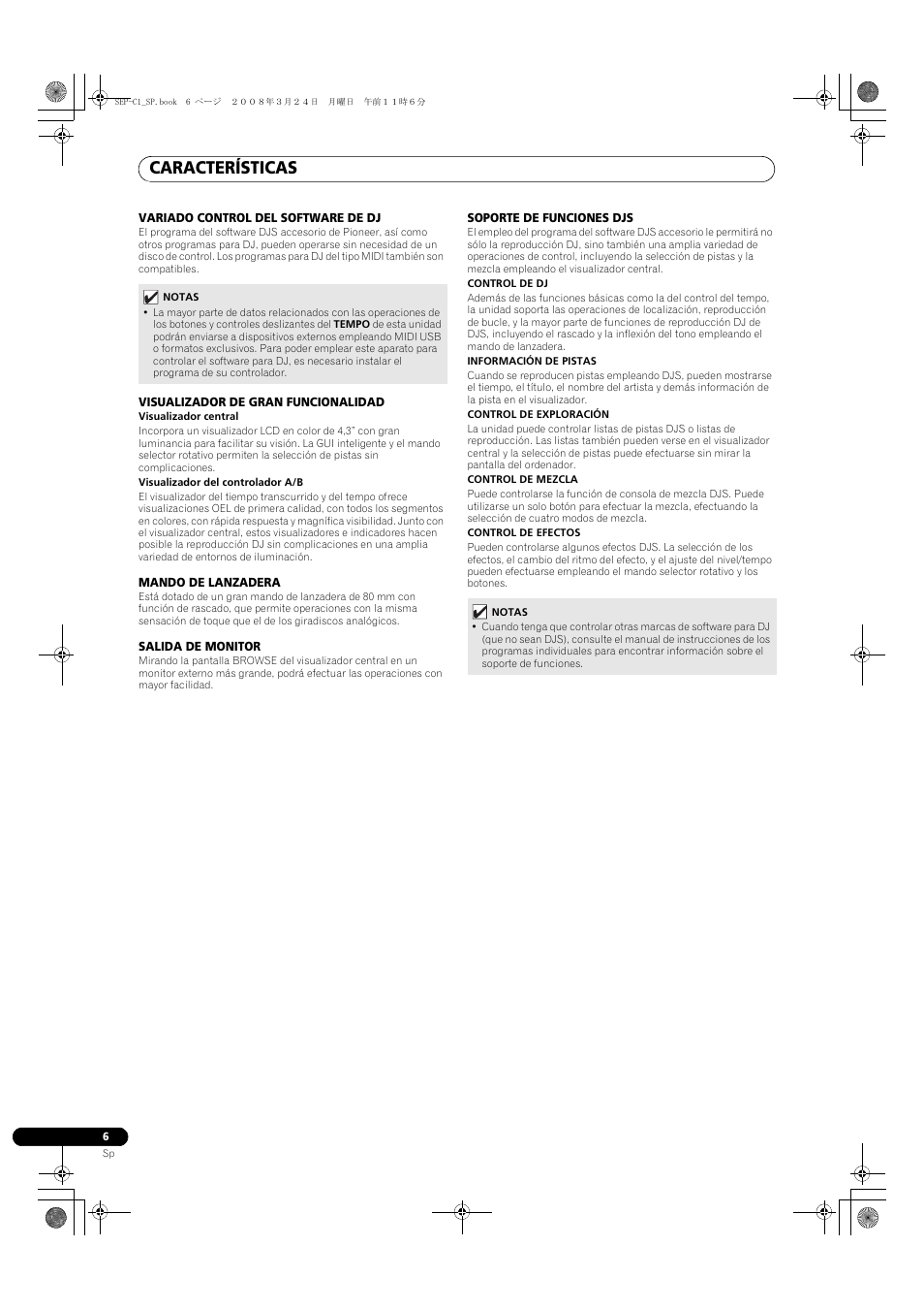 Características | Pioneer SEP-C1 User Manual | Page 136 / 241