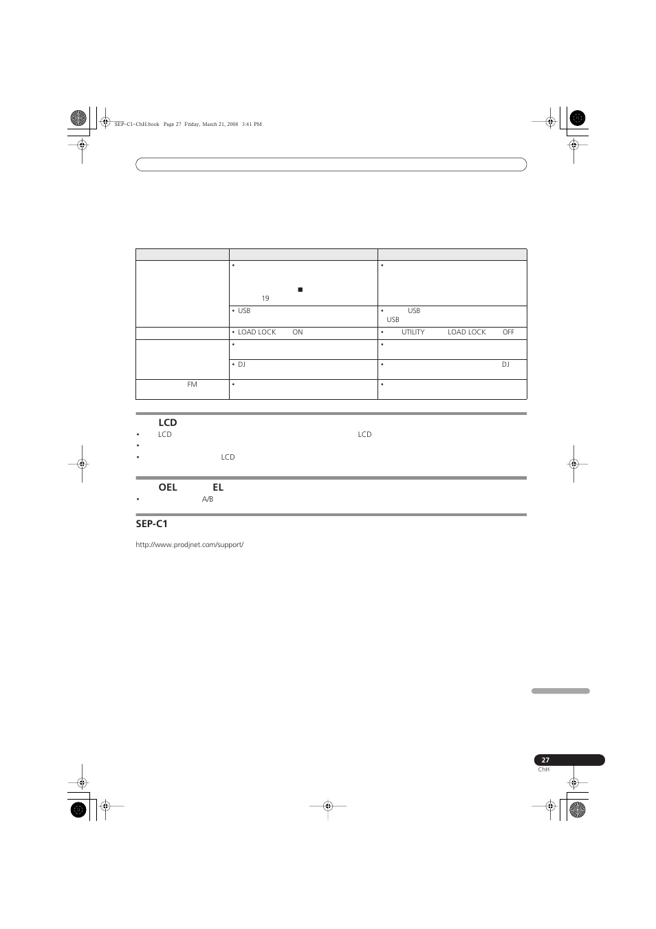故障排除, Sep-c1, 關於 lcd 螢幕 | 關於 oel （有機 el ）螢幕, Sep-c1 更新 | Pioneer SEP-C1 User Manual | Page 209 / 241