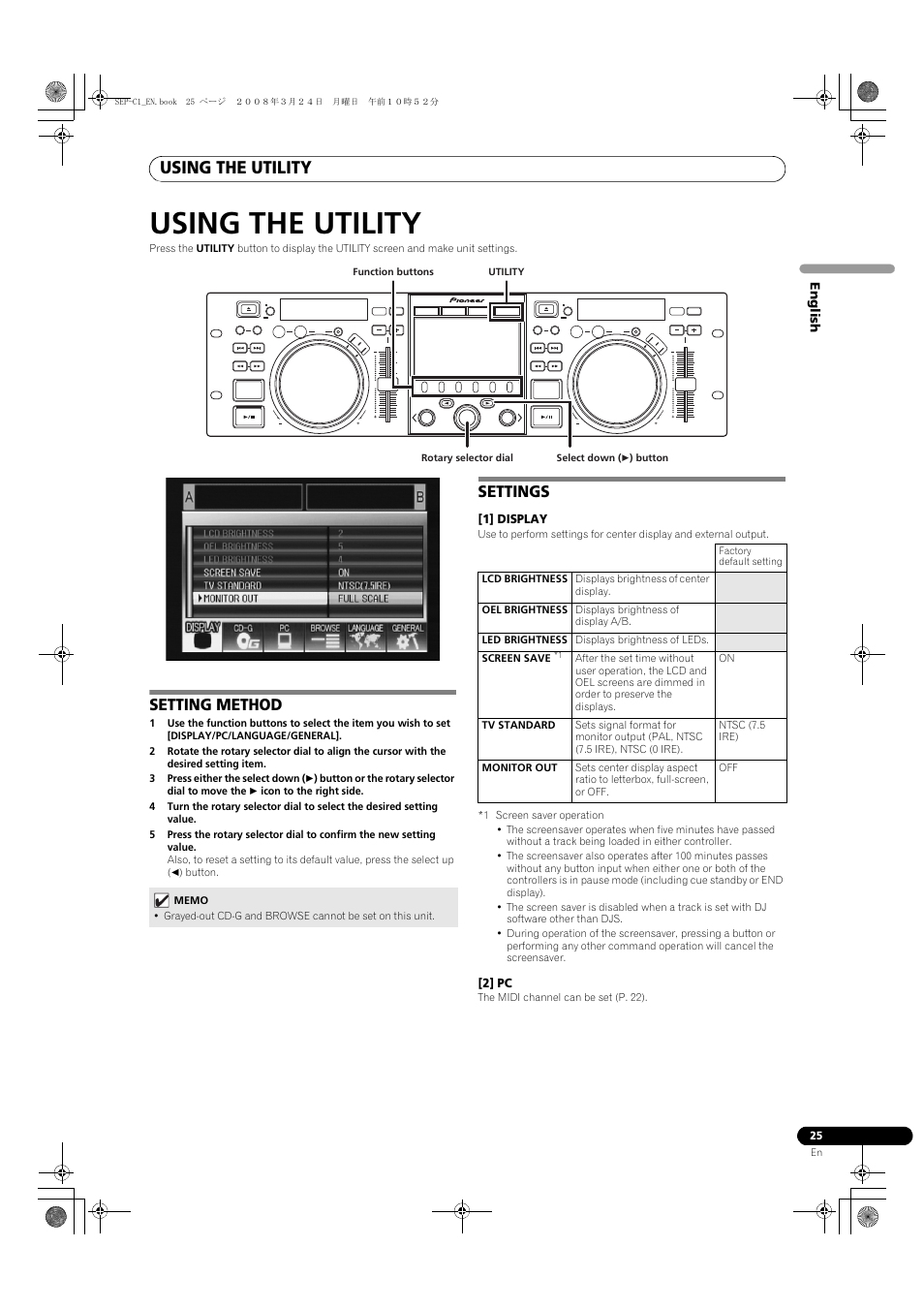 Using the utility, Setting method settings, Setting method | Settings | Pioneer SEP-C1 User Manual | Page 25 / 241