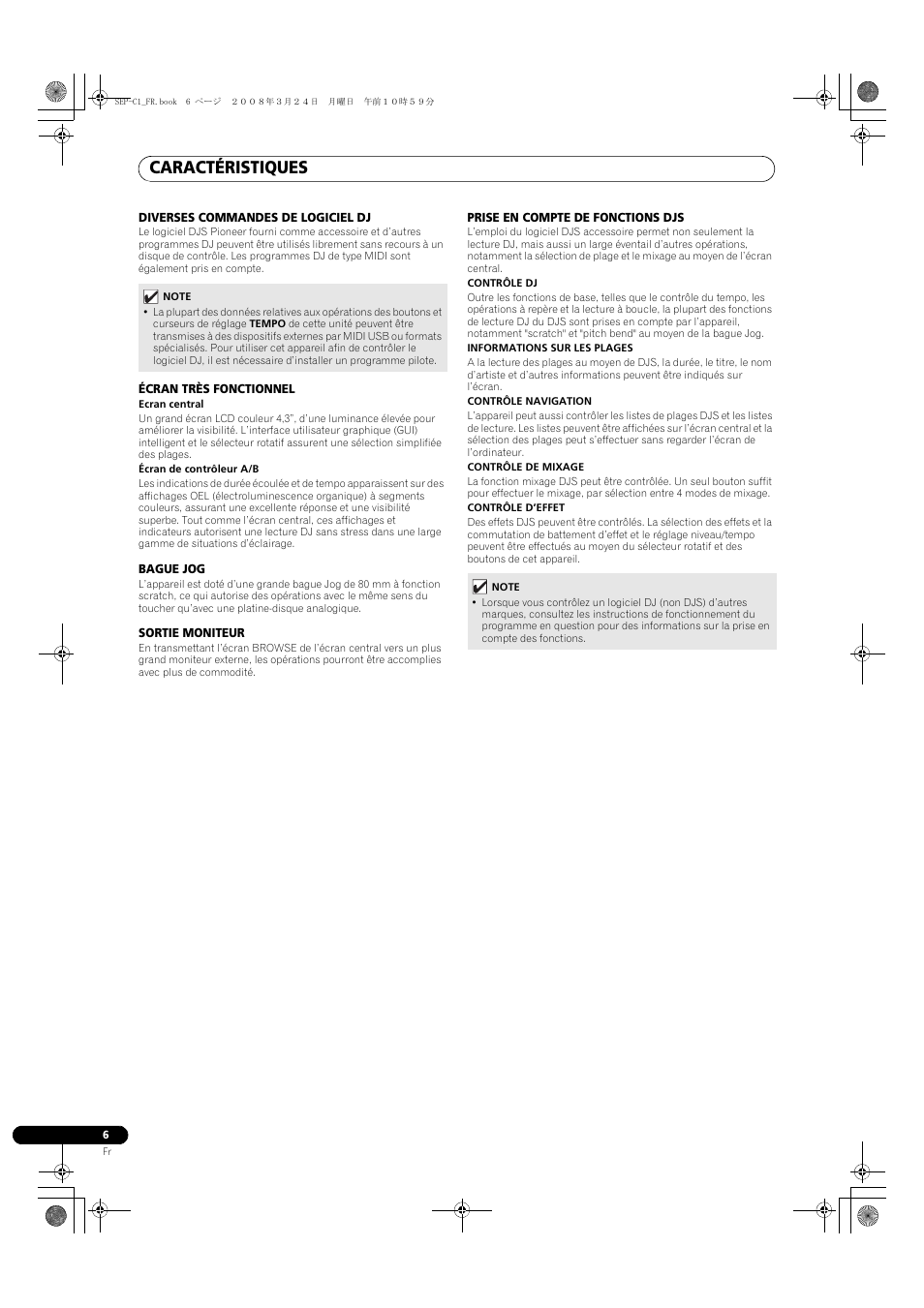 Caractéristiques | Pioneer SEP-C1 User Manual | Page 32 / 241