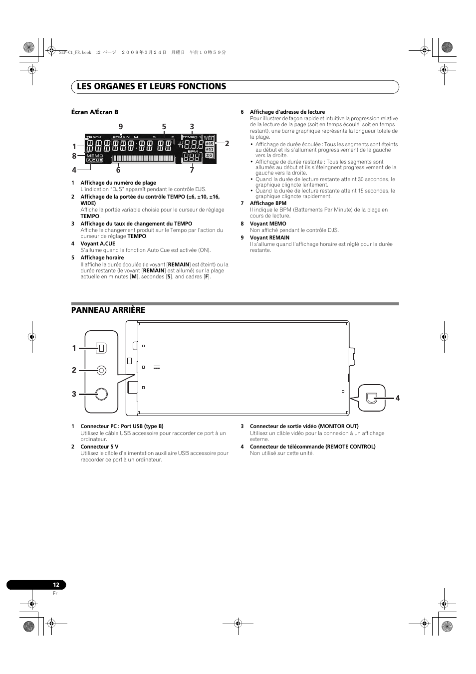 Panneau arrière, Les organes et leurs fonctions | Pioneer SEP-C1 User Manual | Page 38 / 241