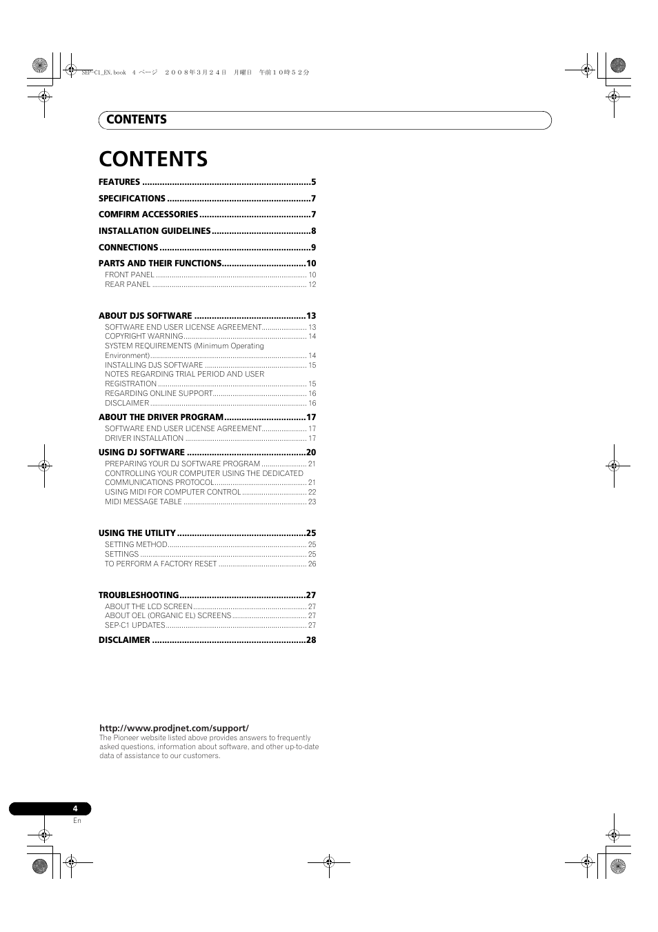 Pioneer SEP-C1 User Manual | Page 4 / 241