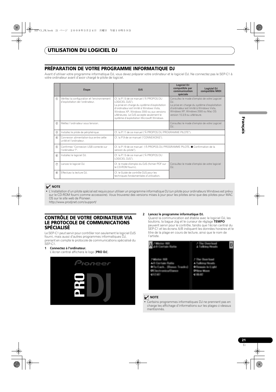 Utilisation du logiciel dj, Préparation de votre programme informatique dj | Pioneer SEP-C1 User Manual | Page 47 / 241