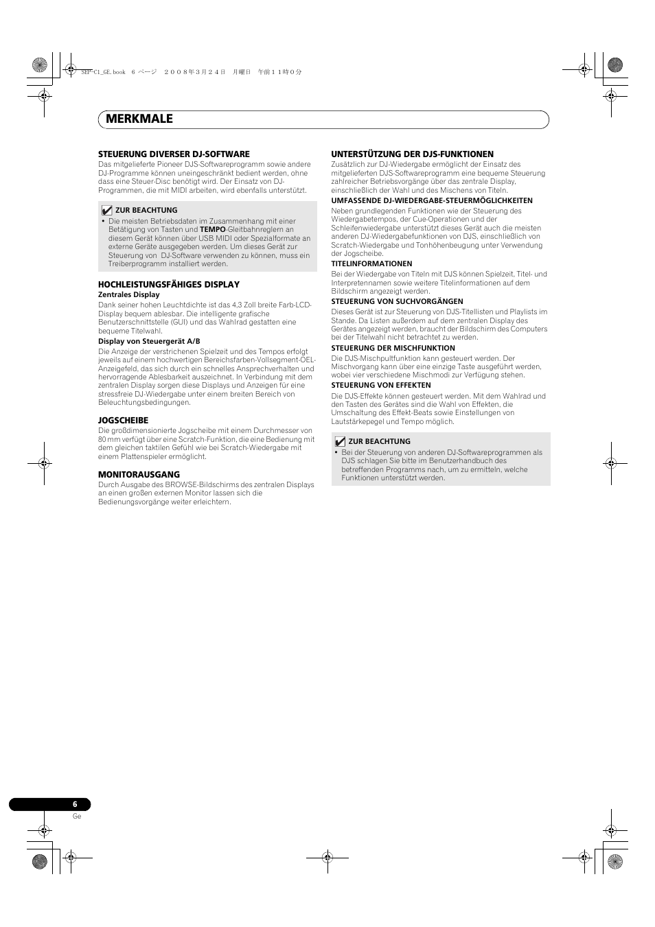 Merkmale | Pioneer SEP-C1 User Manual | Page 58 / 241