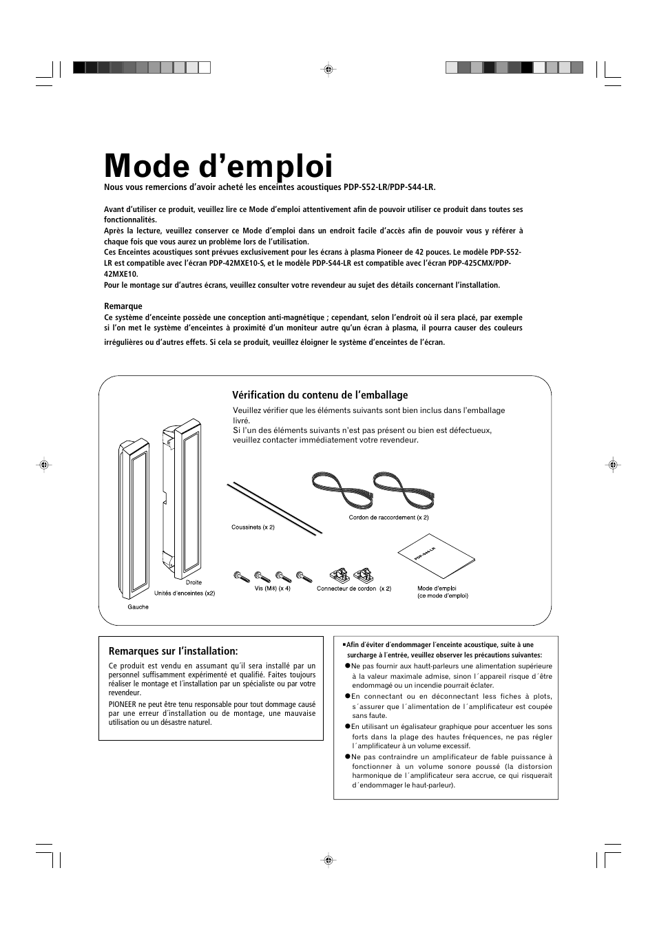 Mode d’emploi | Pioneer PDP-S44-LR User Manual | Page 11 / 31