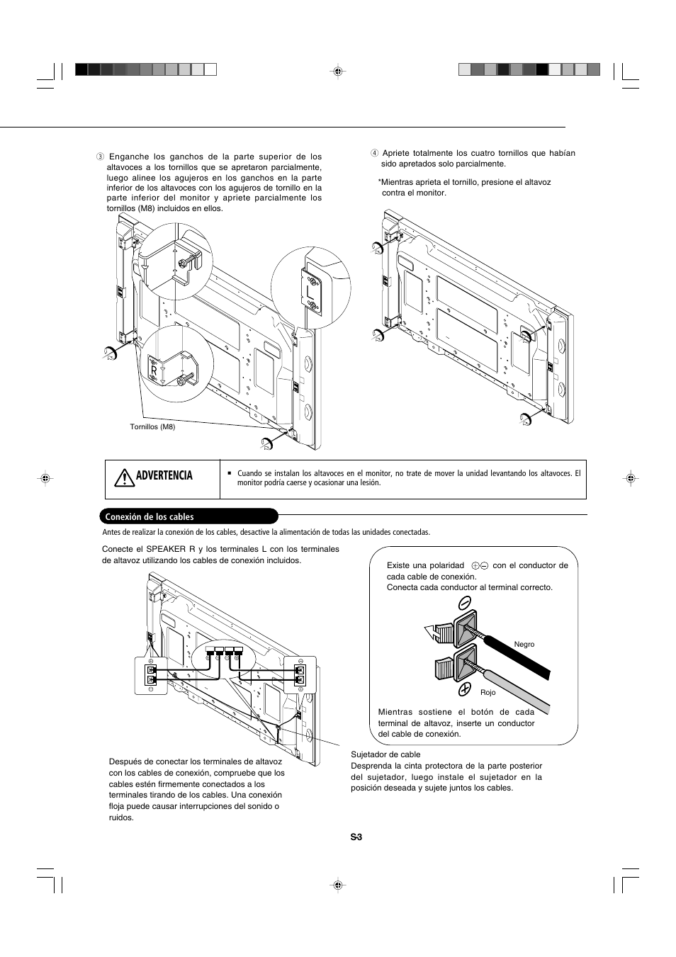 Advertencia | Pioneer PDP-S44-LR User Manual | Page 29 / 31