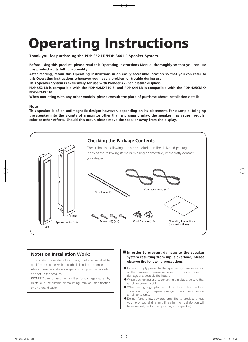Pdp-s52-lr_e.pdf, Operating instructions | Pioneer PDP-S44-LR User Manual | Page 7 / 31