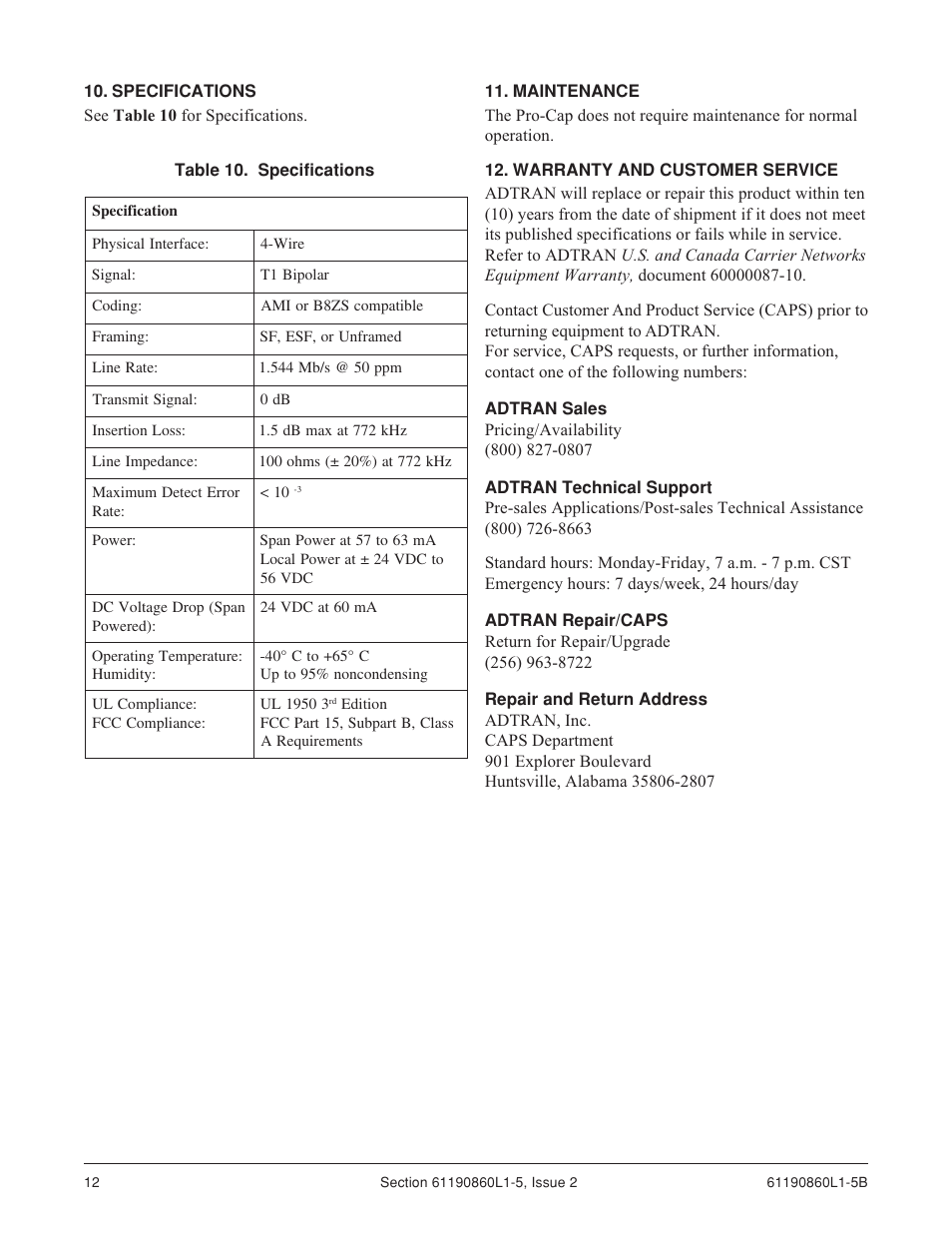 ADTRAN 1xN User Manual | Page 12 / 12