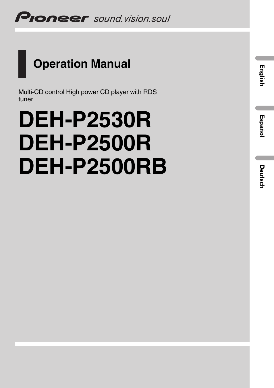 Pioneer DEH-P2500R User Manual | 104 pages