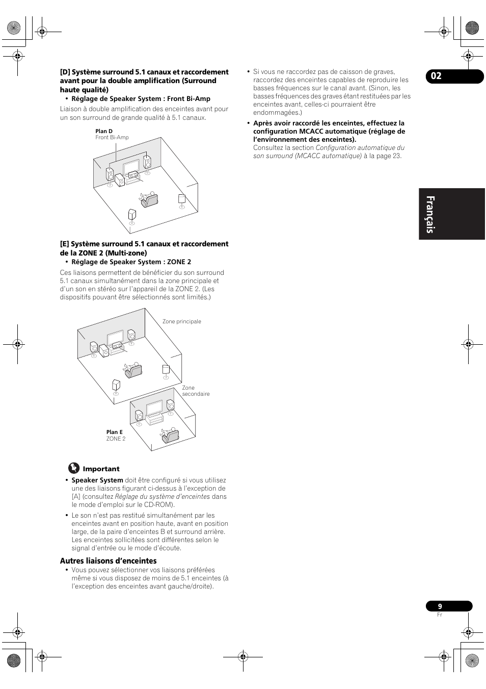 Autres liaisons d’enceintes | Pioneer VSX-2020-K User Manual | Page 37 / 88
