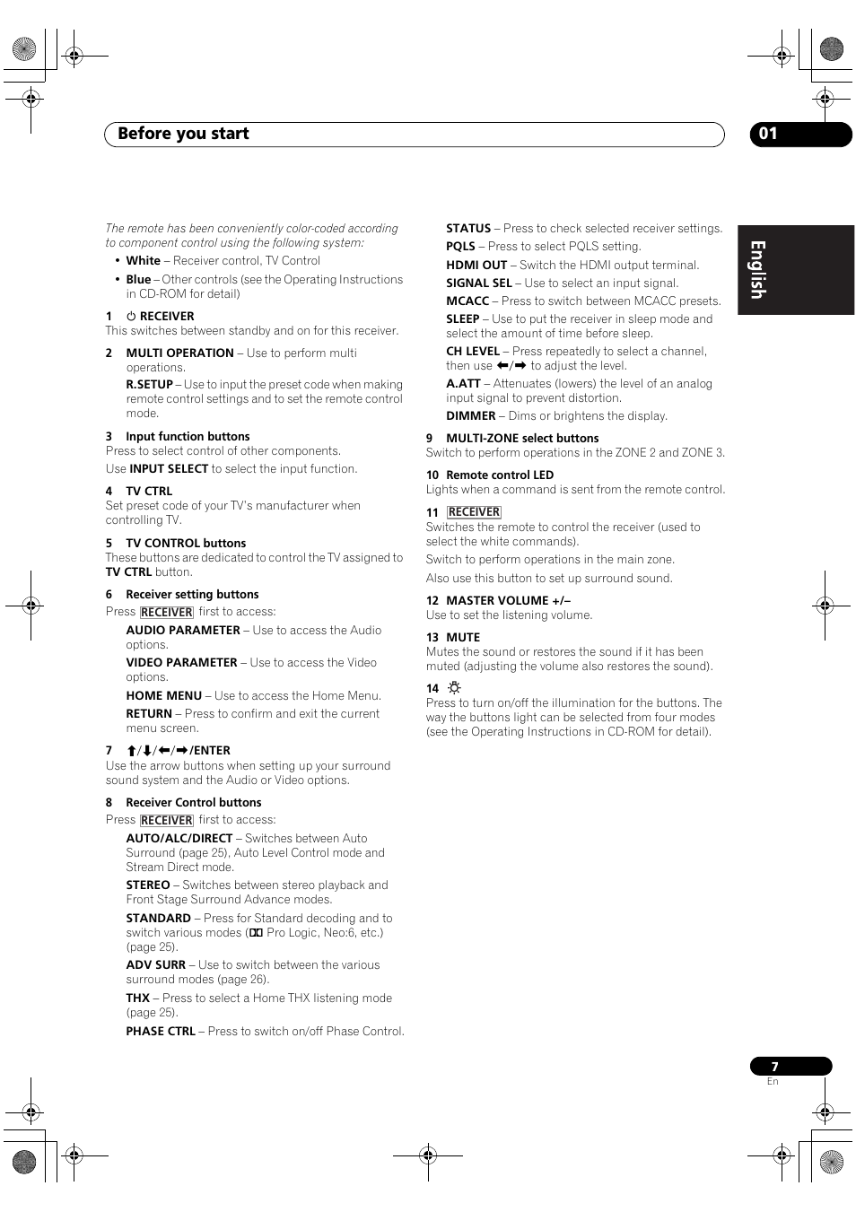 Before you start 01 | Pioneer VSX-2020-K User Manual | Page 7 / 88