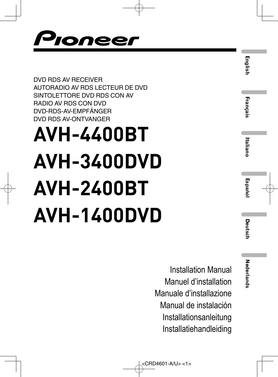 Pioneer AVH-1400DVD User Manual | 76 pages