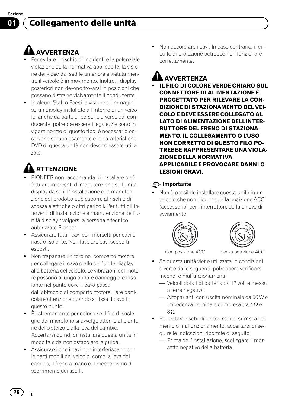 01 collegamento delle unità | Pioneer AVH-1400DVD User Manual | Page 26 / 76