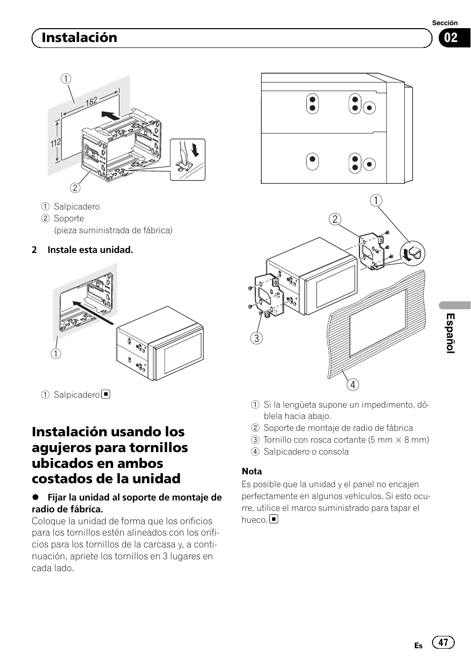 02 instalación | Pioneer AVH-1400DVD User Manual | Page 47 / 76