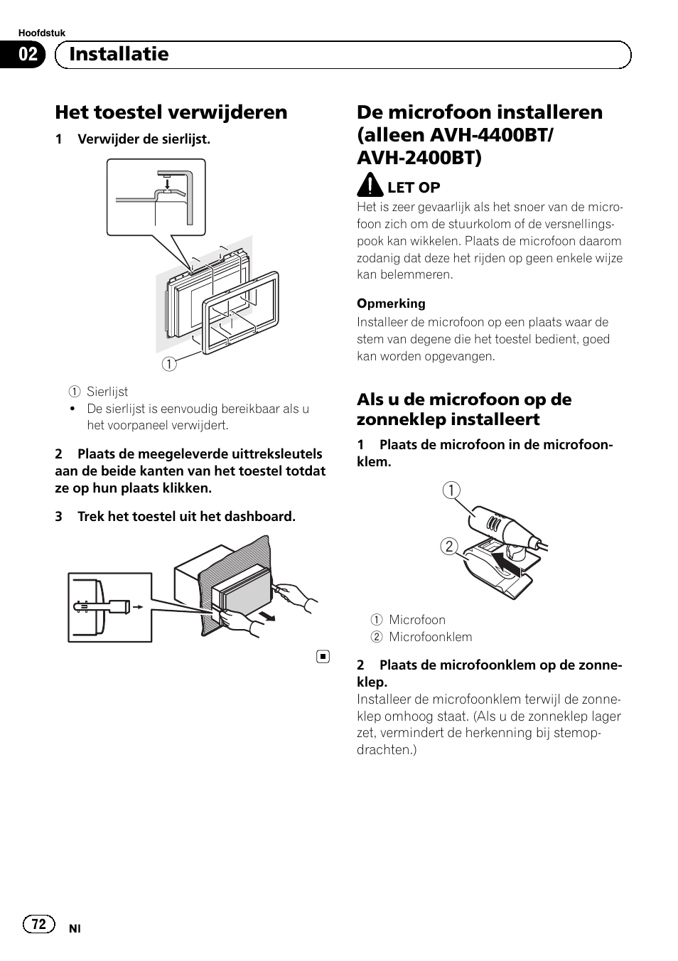 Het toestel verwijderen, 02 installatie | Pioneer AVH-1400DVD User Manual | Page 72 / 76