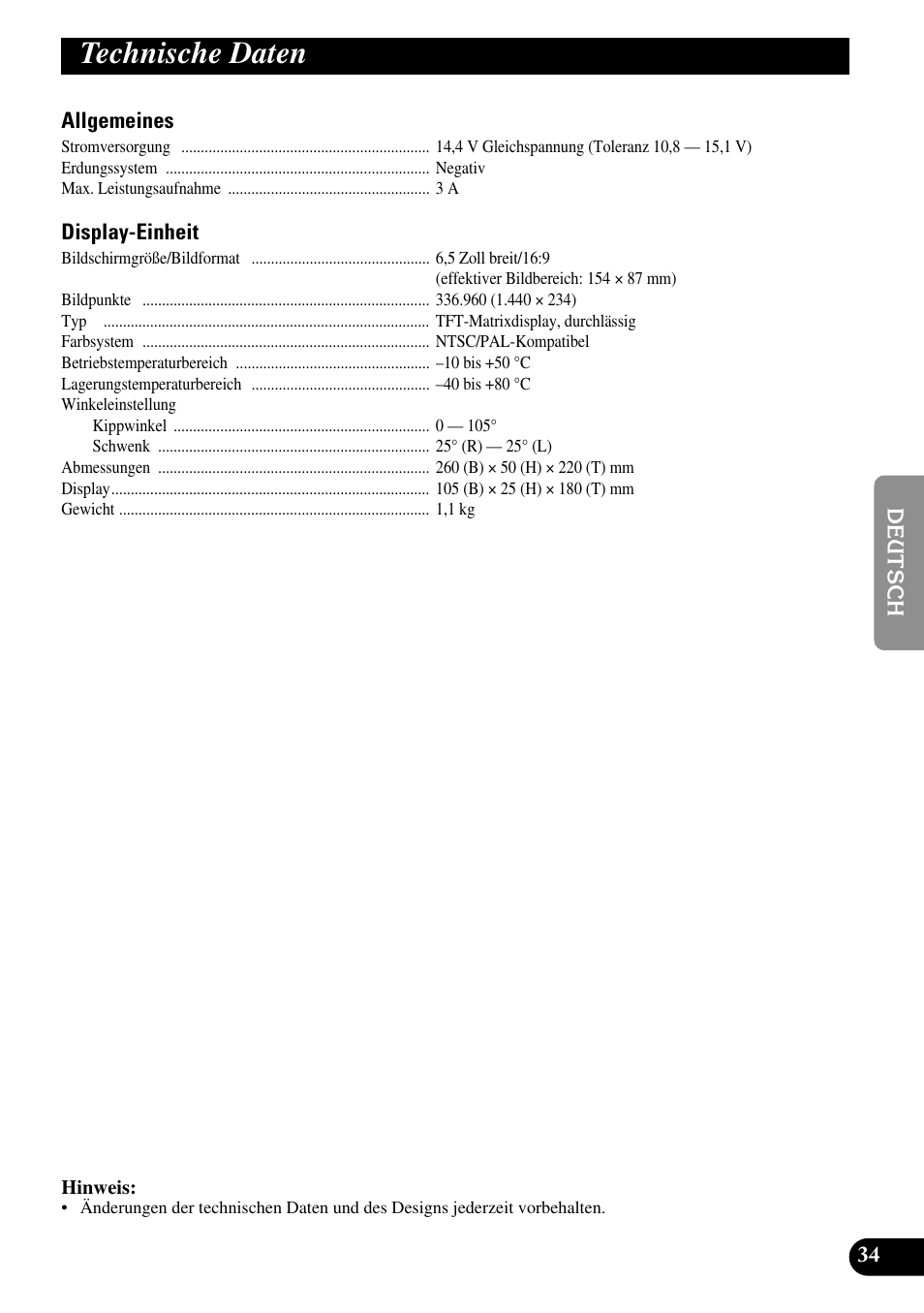 Technische daten | Pioneer AVR-W6100 User Manual | Page 103 / 104