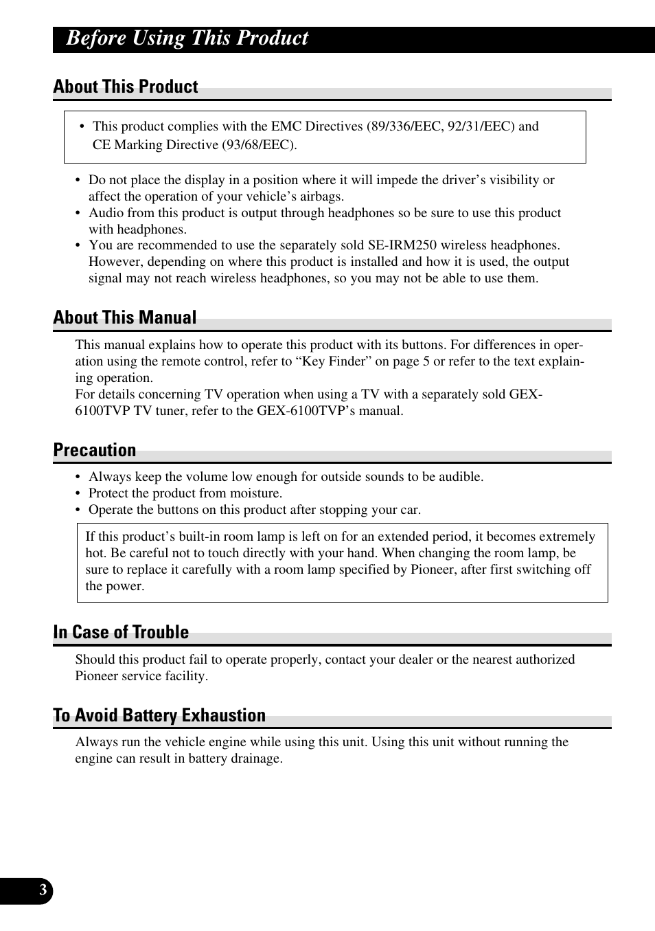 Before using this product, About this product, About this manual | Precaution | Pioneer AVR-W6100 User Manual | Page 4 / 104