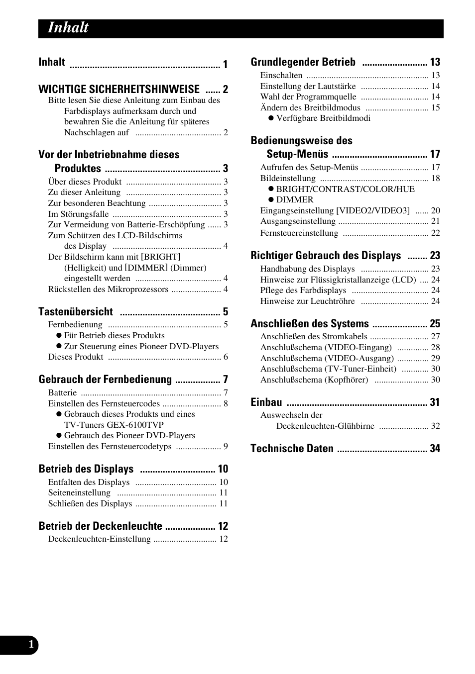 名称未設定, Inhalt, Inhalt wichtige sicherheitshinweise | Vor der inbetriebnahme dieses produktes, Tastenübersicht, Gebrauch der fernbedienung, Betrieb des displays, Betrieb der deckenleuchte, Grundlegender betrieb, Bedienungsweise des setup-menüs | Pioneer AVR-W6100 User Manual | Page 70 / 104