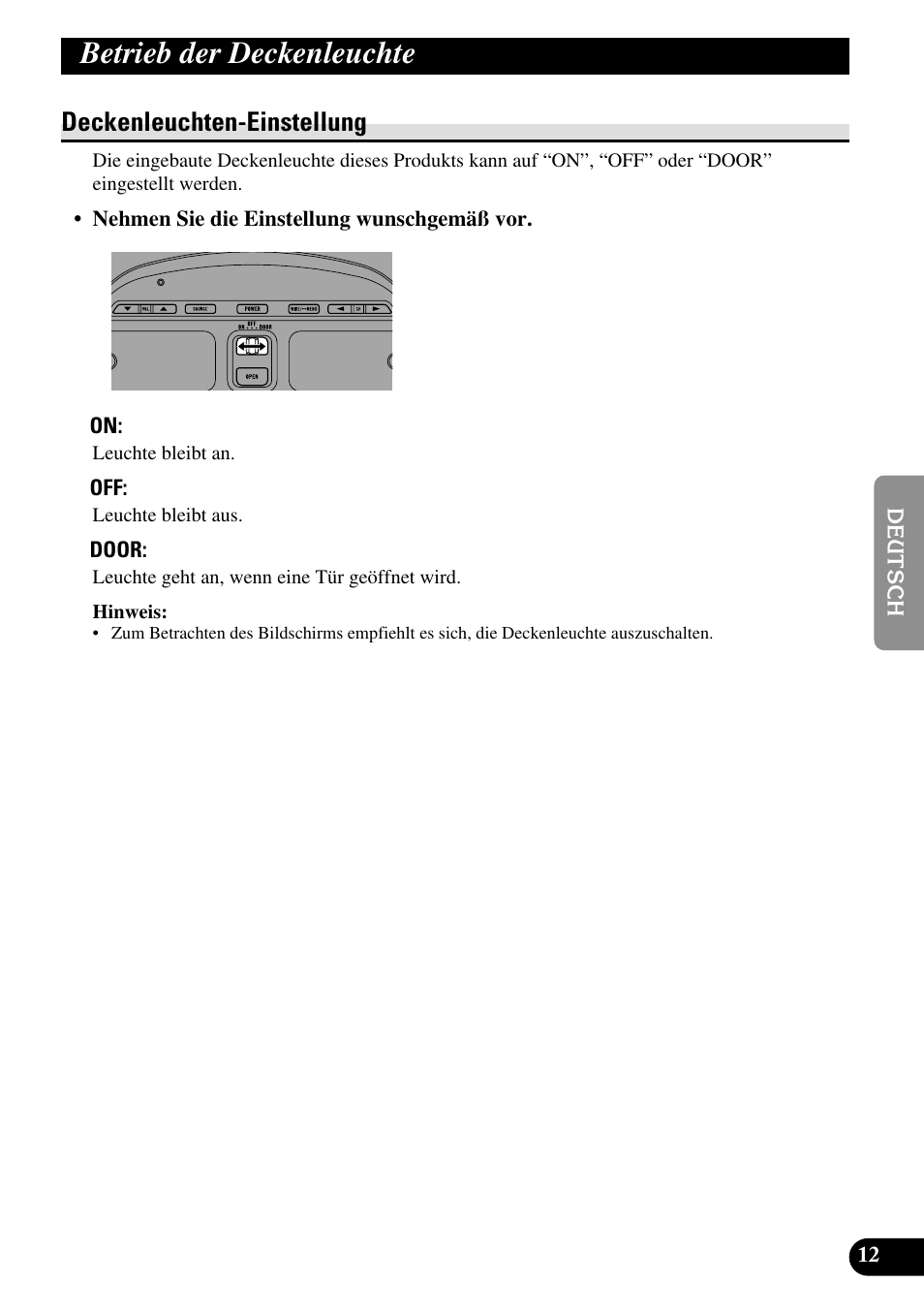 Betrieb der deckenleuchte, Deckenleuchten-einstellung | Pioneer AVR-W6100 User Manual | Page 81 / 104