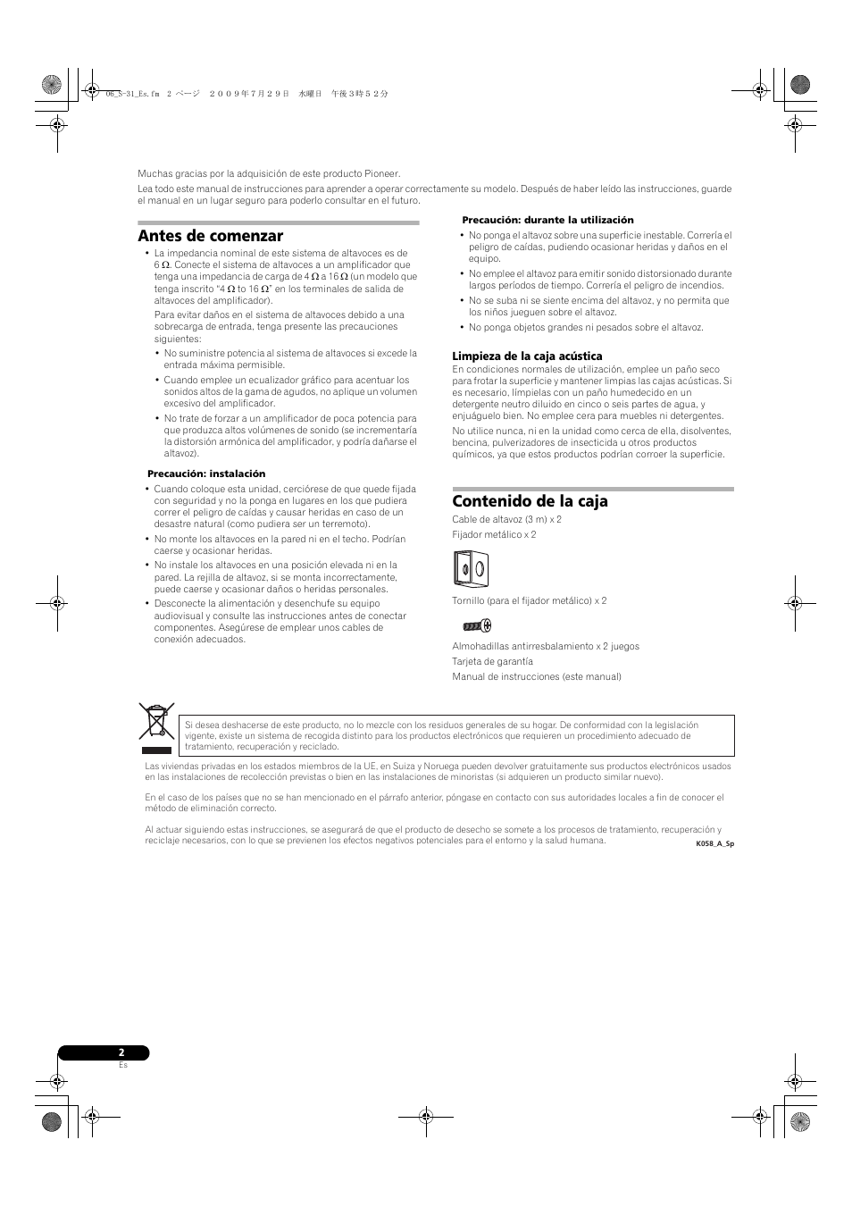 Pioneer S-31-LR-QL User Manual | Page 22 / 58