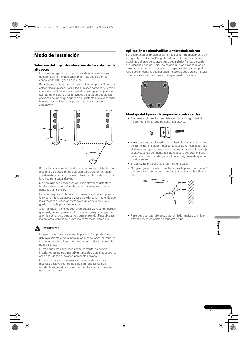 Modo de instalación | Pioneer S-31-LR-QL User Manual | Page 23 / 58