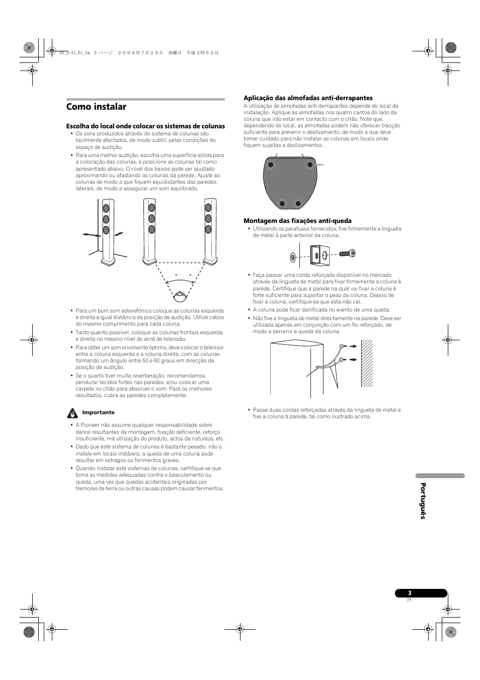 Como instalar | Pioneer S-31-LR-QL User Manual | Page 27 / 58