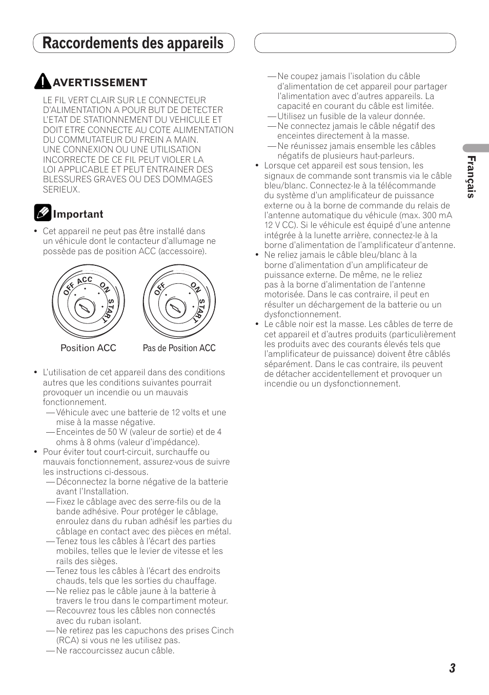 Raccordements des appareils | Pioneer AVH-5200BT User Manual | Page 13 / 64