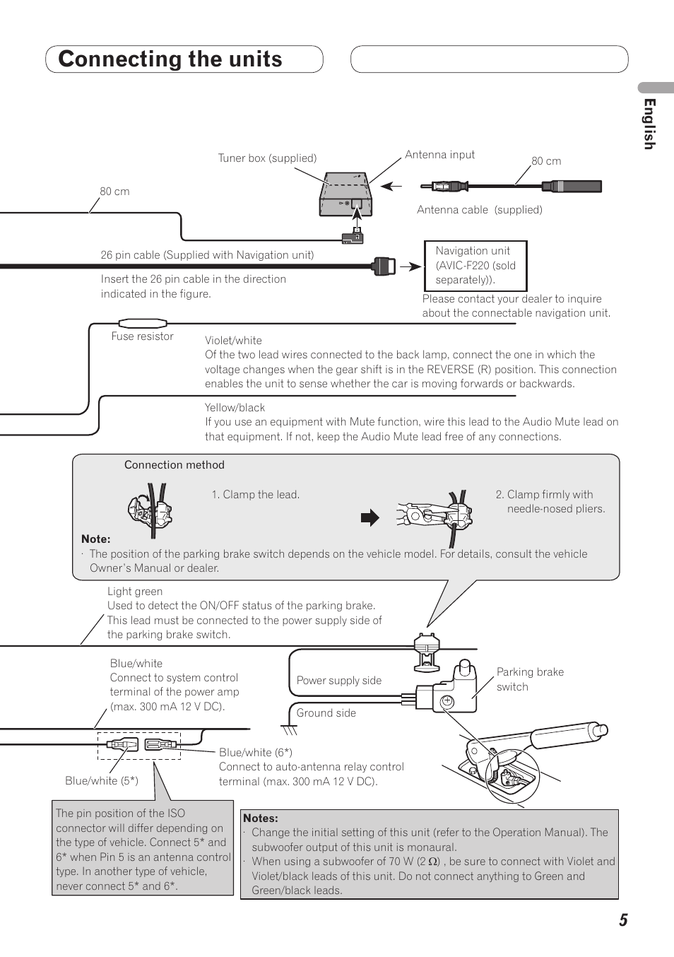 Connecting the units, Connecting the power cord, Crd4481-a/n> <> english | Pioneer AVH-5200BT User Manual | Page 5 / 64