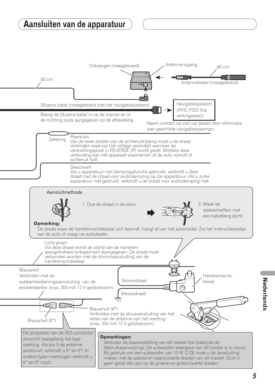 Aansluiten van de apparatuur, Aansluiten van het stroomsnoer | Pioneer AVH-5200BT User Manual | Page 55 / 64