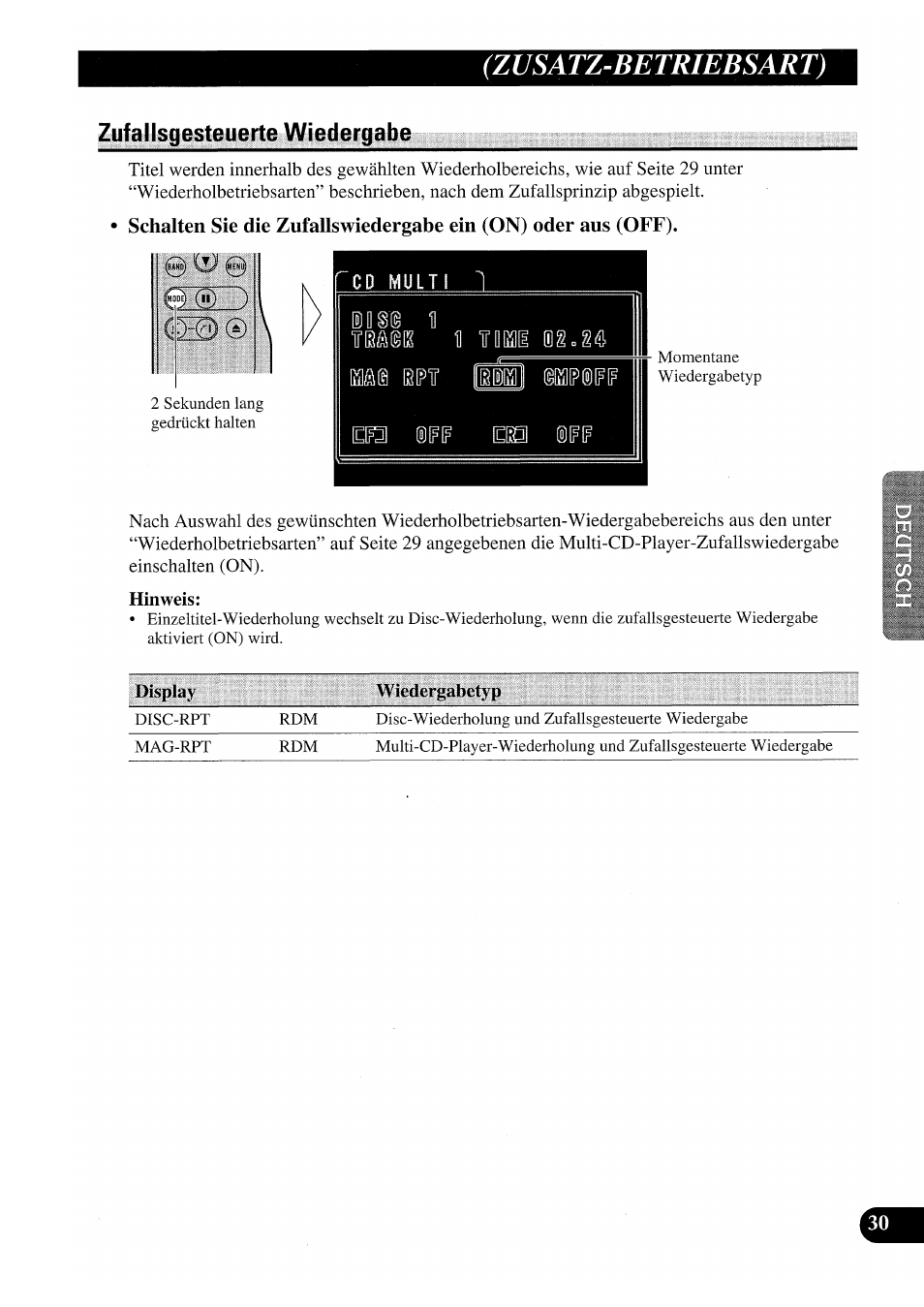 Zufallsgesteuerte wiedergabe, Zusatz-betriebsart) | Pioneer GEX-P7000TVP User Manual | Page 107 / 116