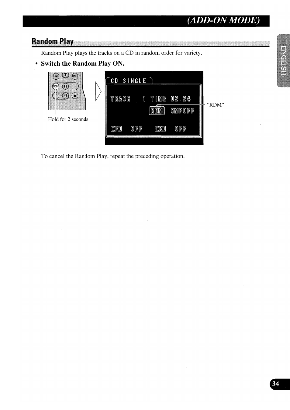 Switch the random play on, Add-onmode) | Pioneer GEX-P7000TVP User Manual | Page 35 / 116