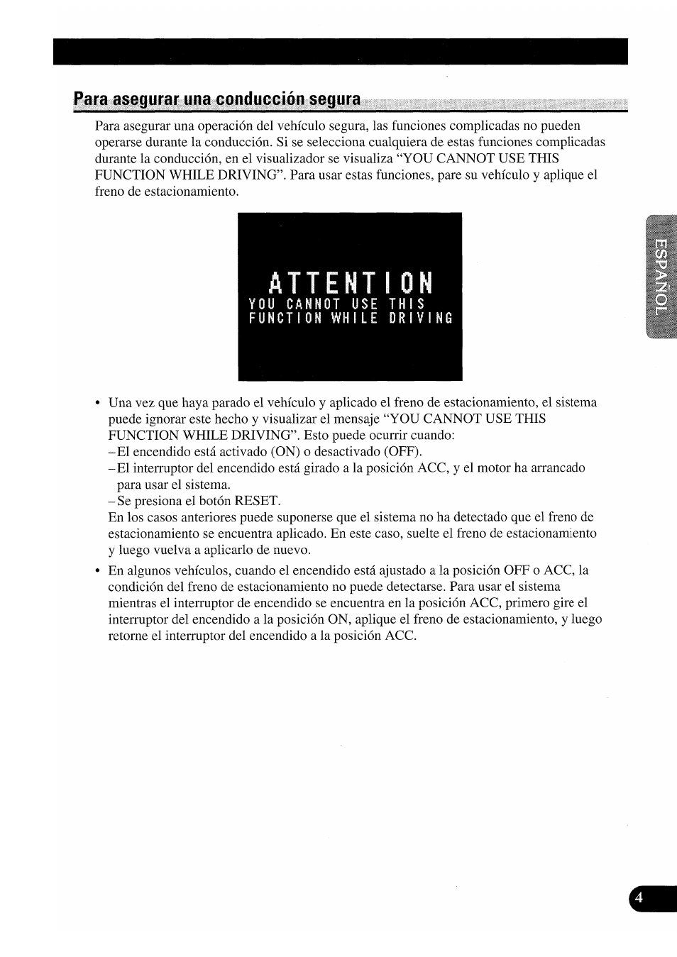 Para asegurar una conducción segura | Pioneer GEX-P7000TVP User Manual | Page 43 / 116