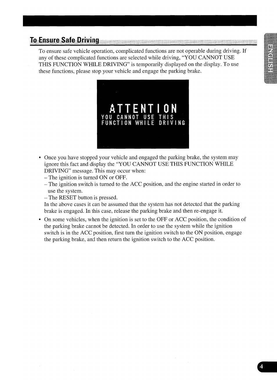 To ensure safe driving, You cannot use this function while driving | Pioneer GEX-P7000TVP User Manual | Page 5 / 116