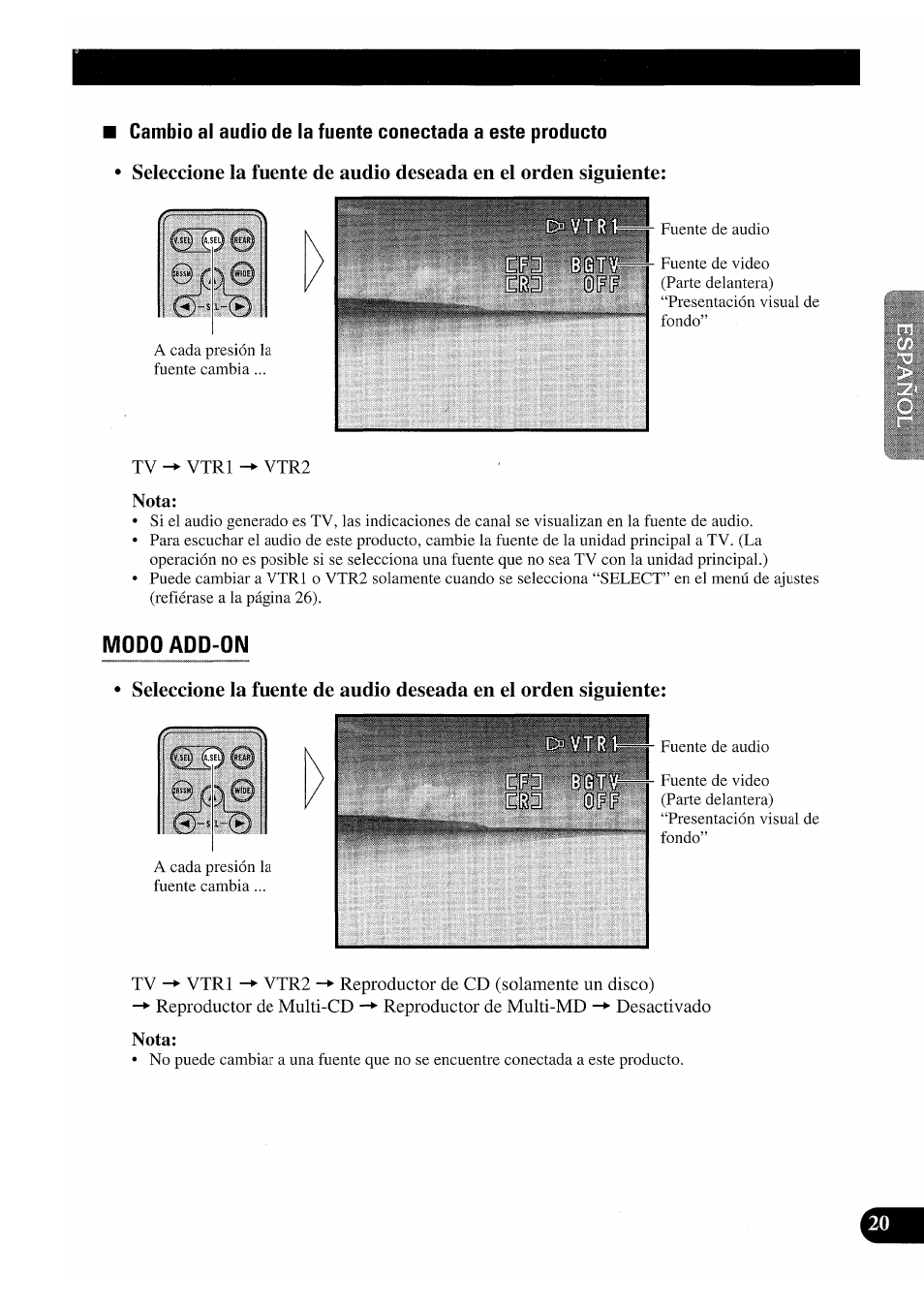 Modo add-on, Nota | Pioneer GEX-P7000TVP User Manual | Page 59 / 116