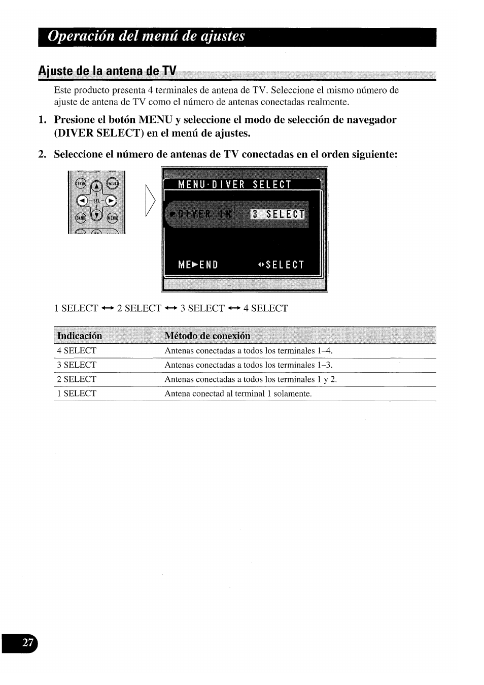 Ajuste de la antena de tv, Operación del menú de ajustes | Pioneer GEX-P7000TVP User Manual | Page 66 / 116