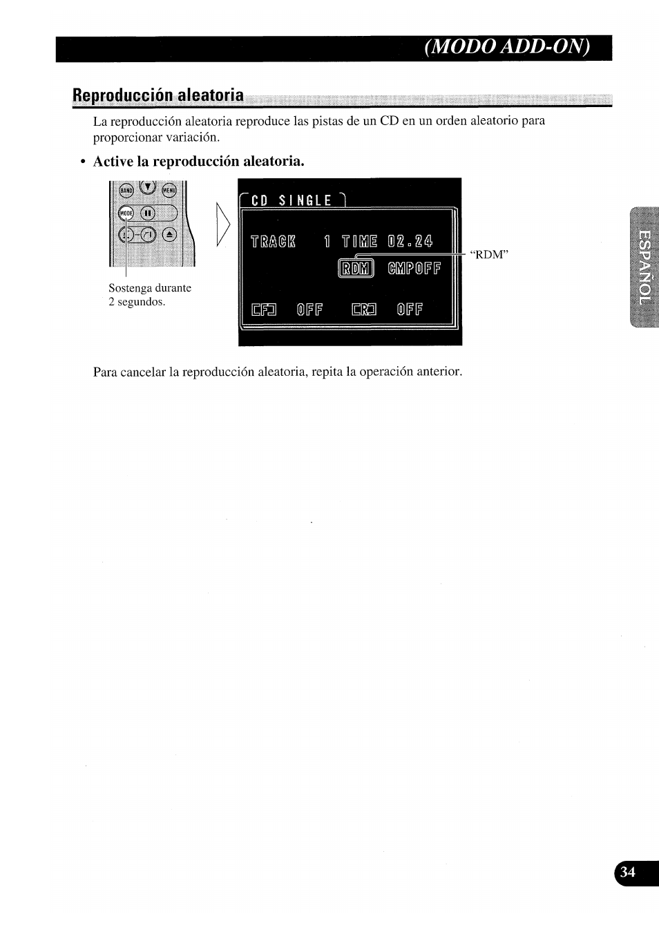 Active la reproducción aleatoria, Modo add-on) | Pioneer GEX-P7000TVP User Manual | Page 73 / 116