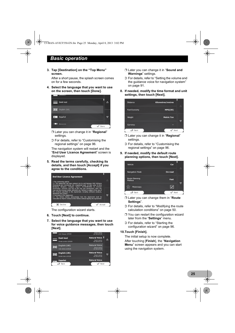 Basic operation | Pioneer AVIC-F550BT User Manual | Page 25 / 128