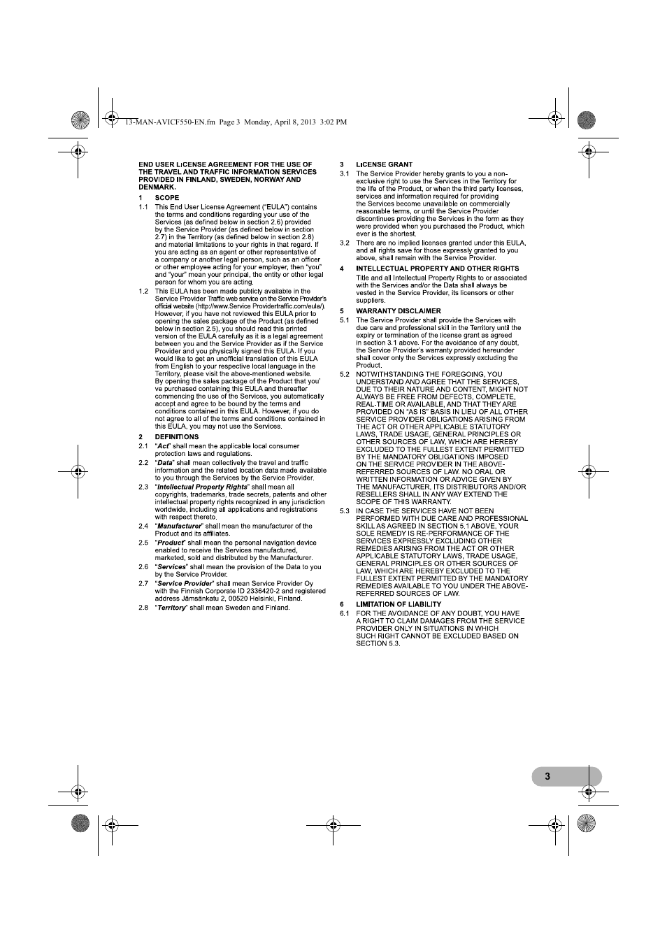 Pioneer AVIC-F550BT User Manual | Page 3 / 128