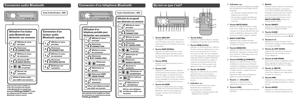 Connexion audio bluetooth, Connexion d’un téléphone bluetooth, Qu’est-ce que c’est | Pioneer DEH-P700BT User Manual | Page 8 / 14