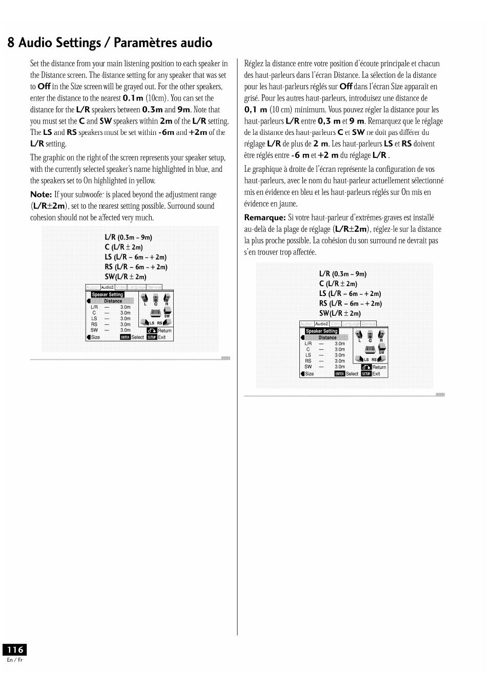 8 audio settings / paramètres audio | Pioneer DV-939A User Manual | Page 116 / 168