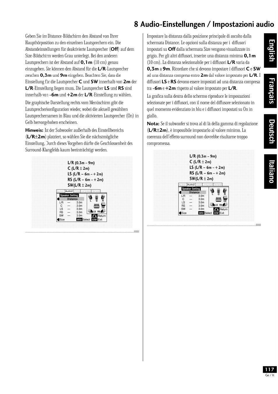 8 audio-einstellungen / impostazioni audio | Pioneer DV-939A User Manual | Page 117 / 168