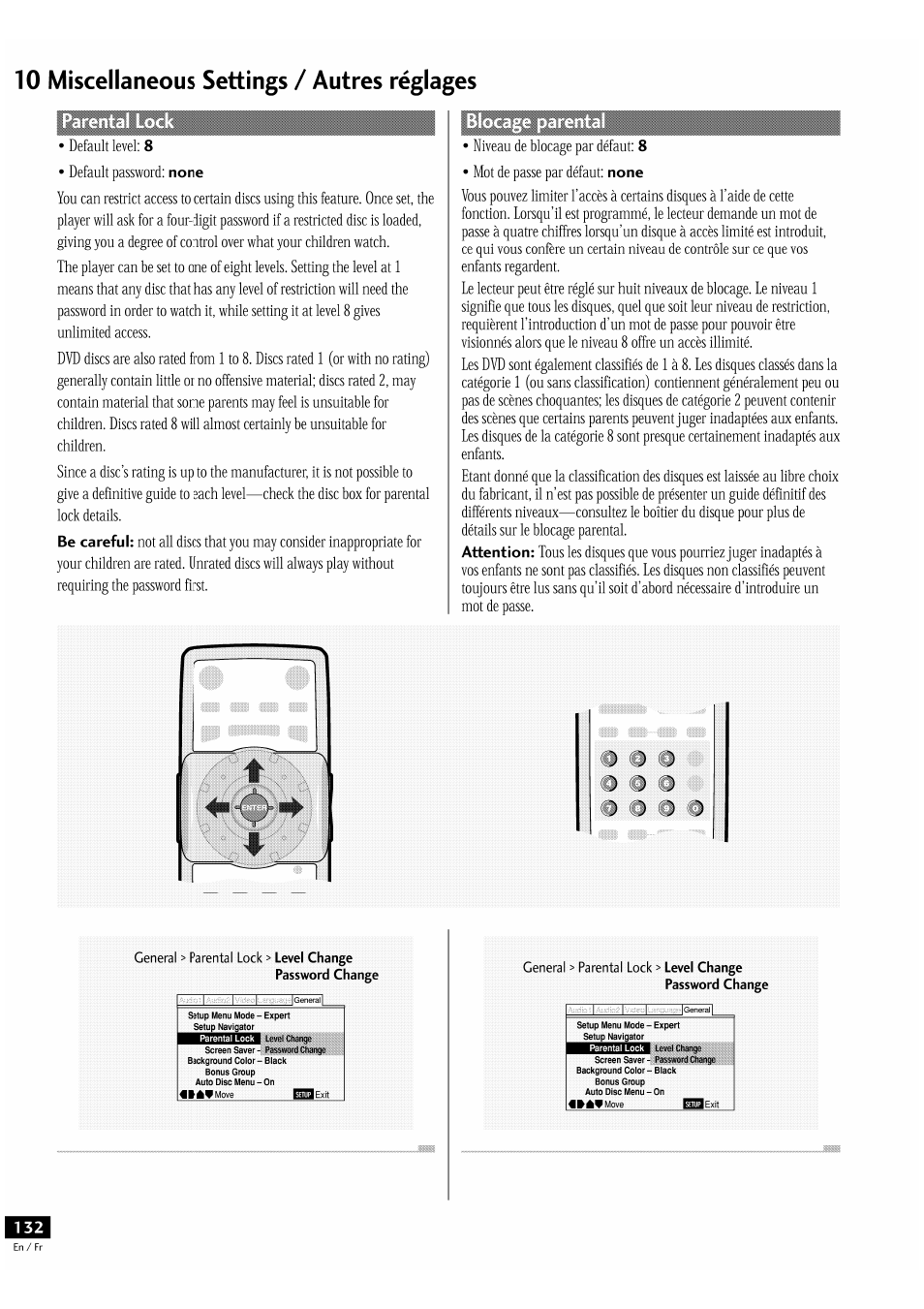 10 miscellaneous settings / autres réglages | Pioneer DV-939A User Manual | Page 132 / 168