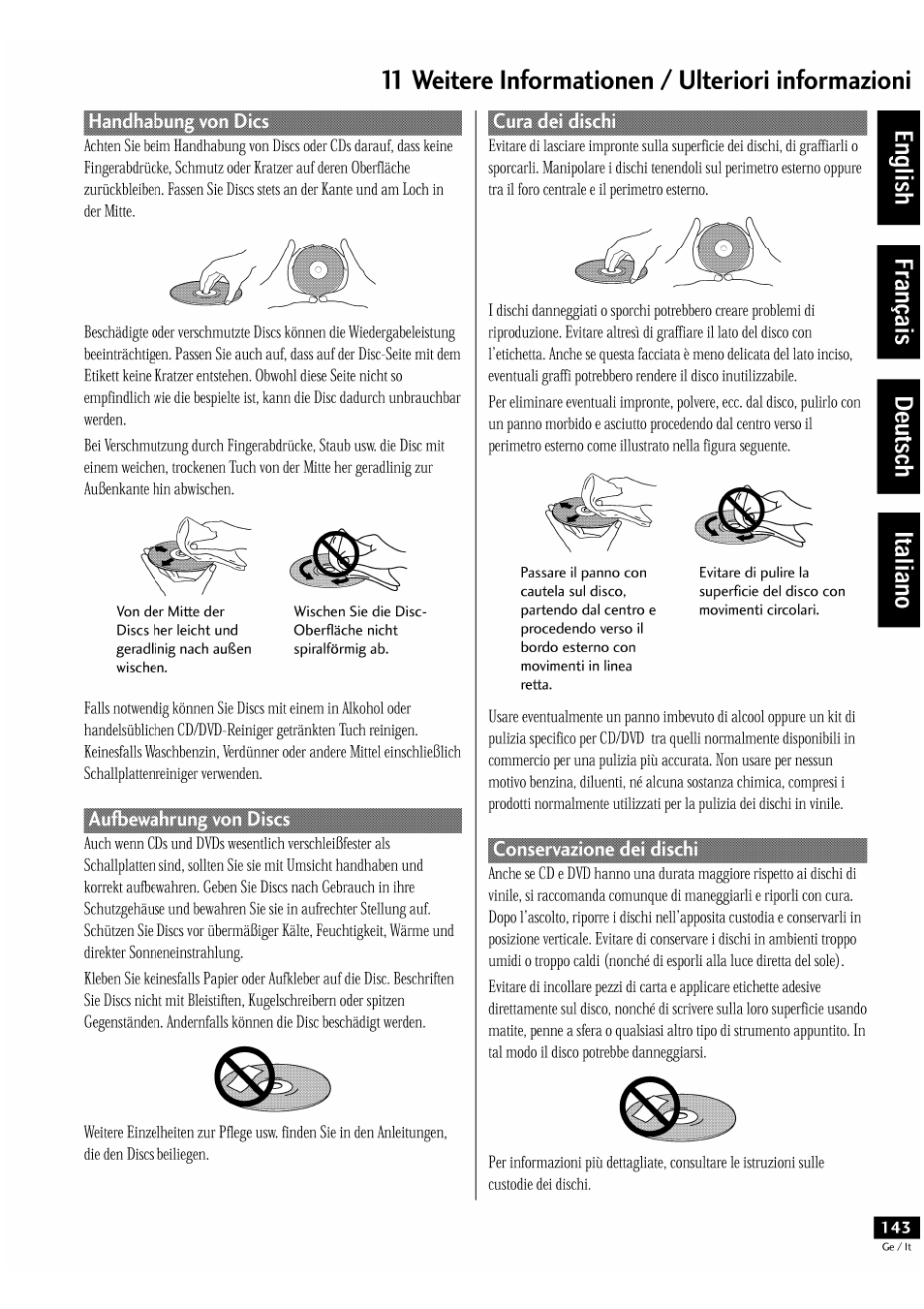 T1 weitere informationen / ulteriori informazioni | Pioneer DV-939A User Manual | Page 143 / 168