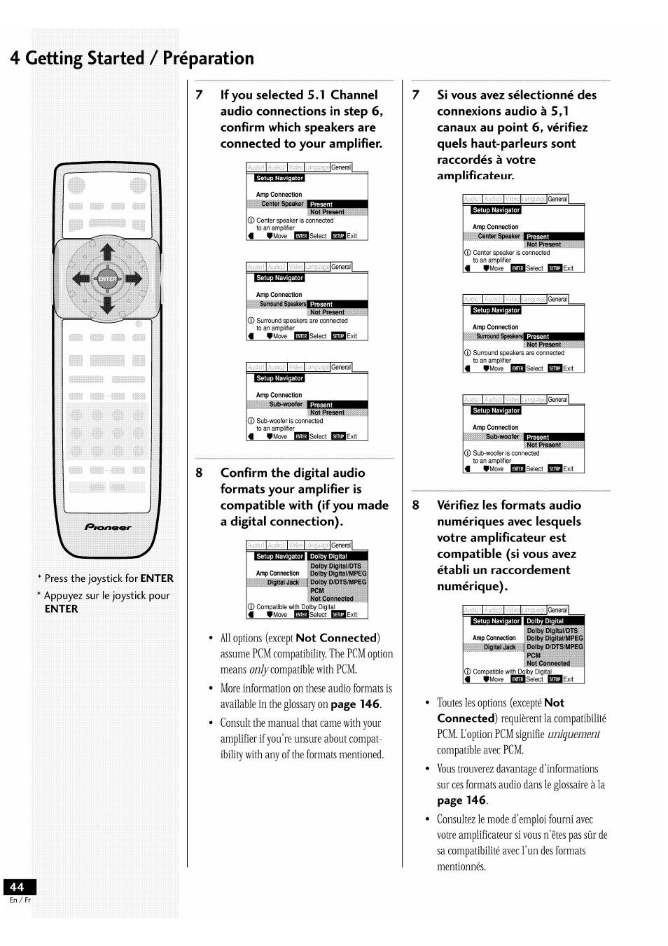 4 getting started / préparation, Not connected), Page 146 | Pioneer DV-939A User Manual | Page 44 / 168