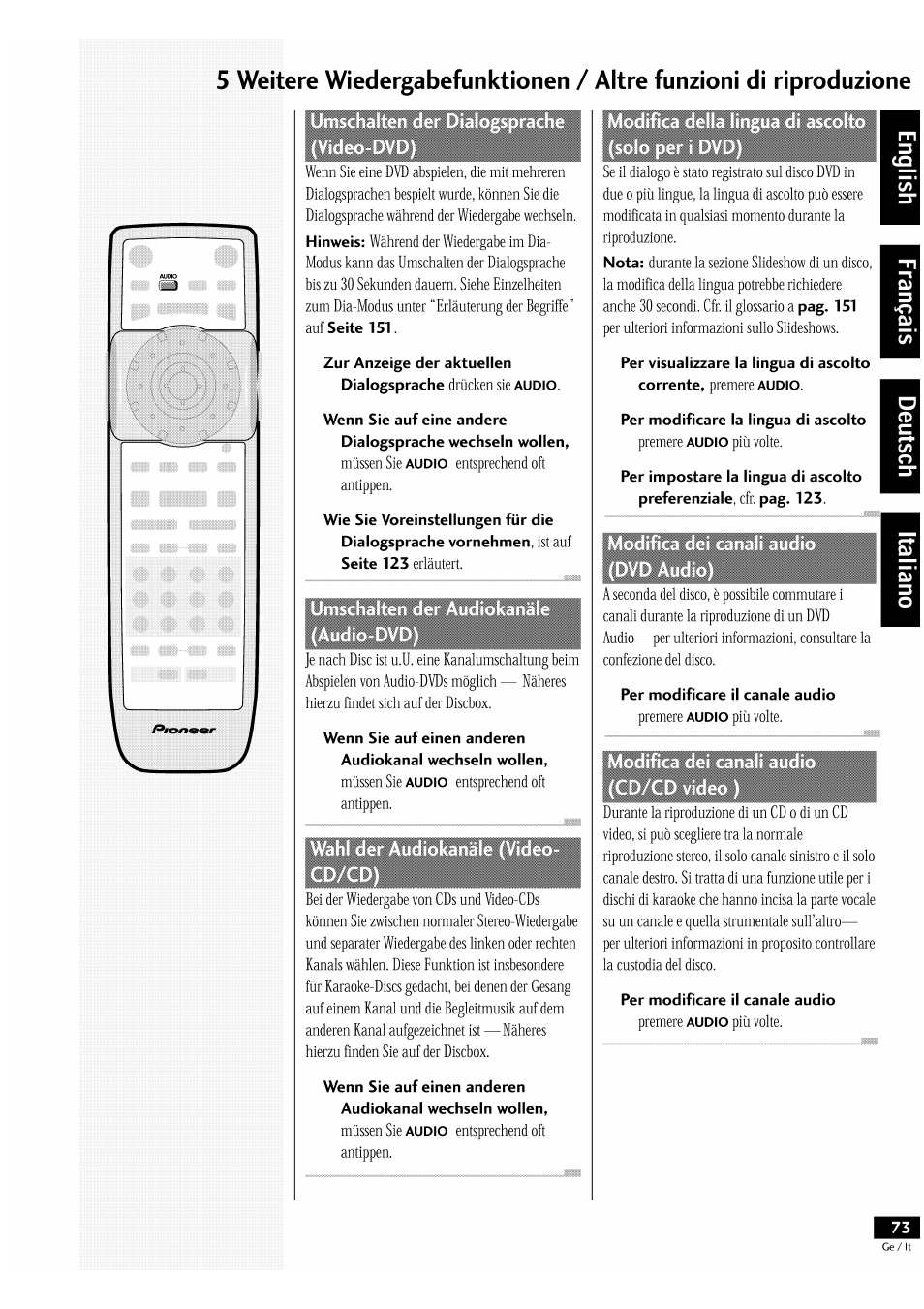Zur anzeige der aktuellen, Wenn sie auf eine andere | Pioneer DV-939A User Manual | Page 73 / 168