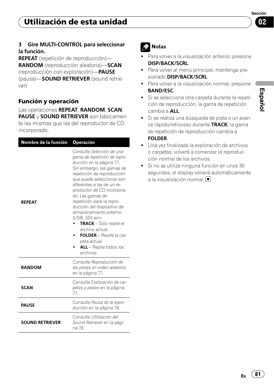 Utilización de esta unidad | Pioneer DEH-P3100UB User Manual | Page 81 / 127