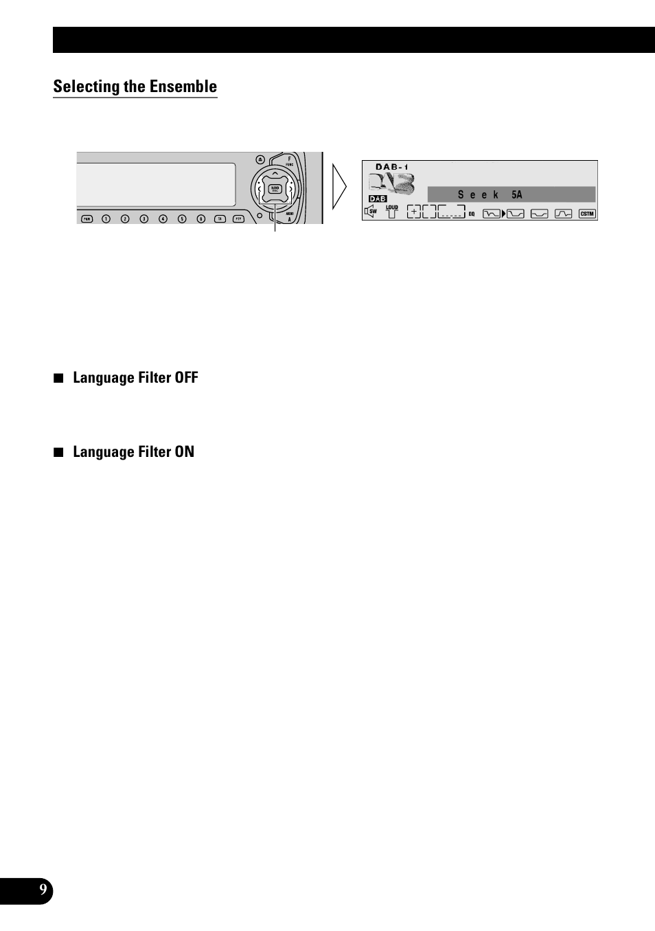 Basic operation with deh-p9100r, Selecting the ensemble | Pioneer GEX-P700DAB User Manual | Page 10 / 124