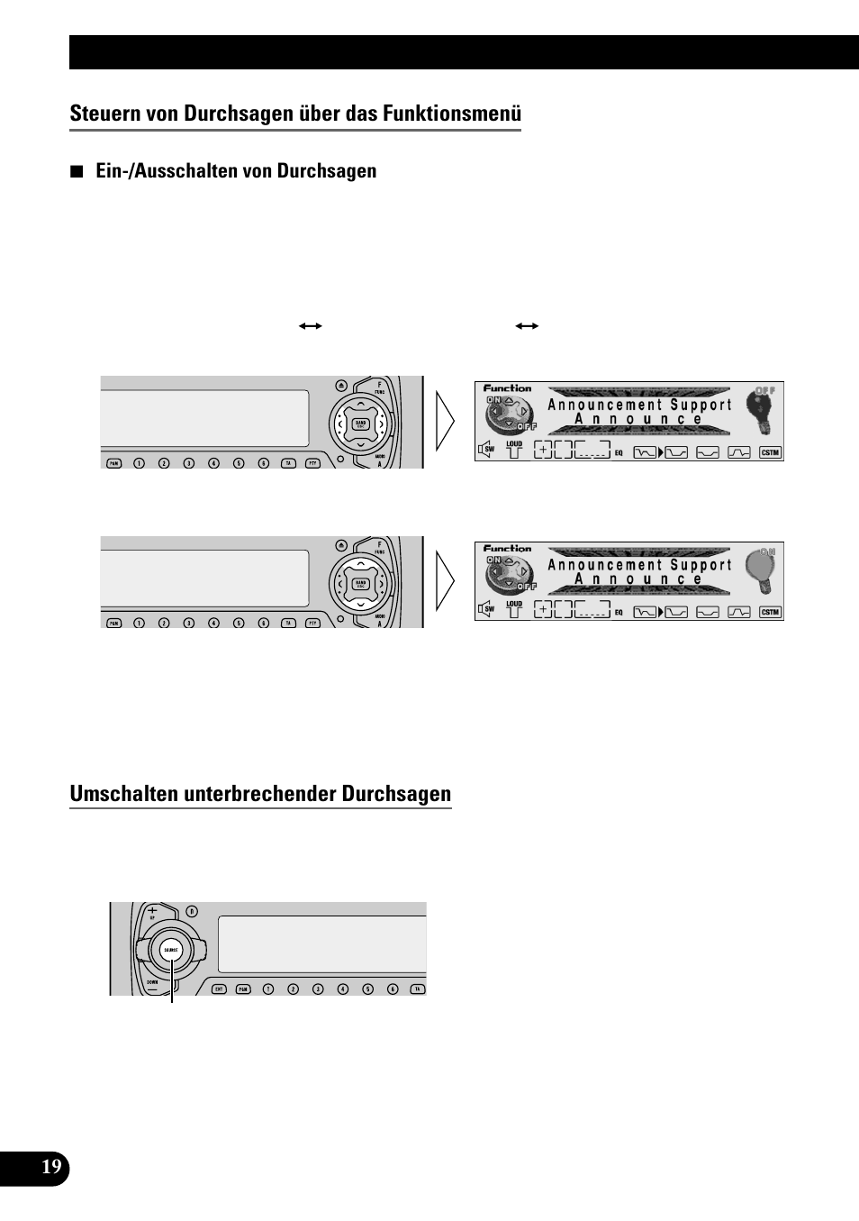 Gebrauch der dab-funktionen mit deh-p9100r, Steuern von durchsagen über das funktionsmenü, Umschalten unterbrechender durchsagen | Pioneer GEX-P700DAB User Manual | Page 100 / 124